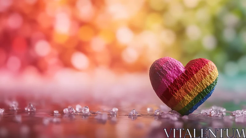 Rainbow Heart Glows Amid Sparkles in Dreamy Garden Setting