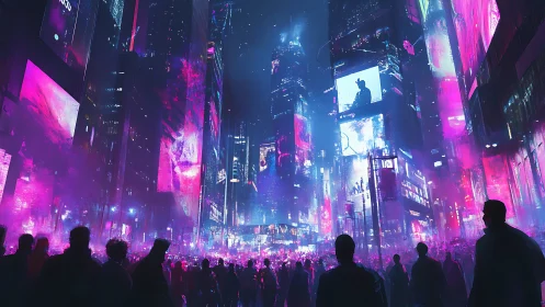 Neon-crowded future street humming under electric skies.