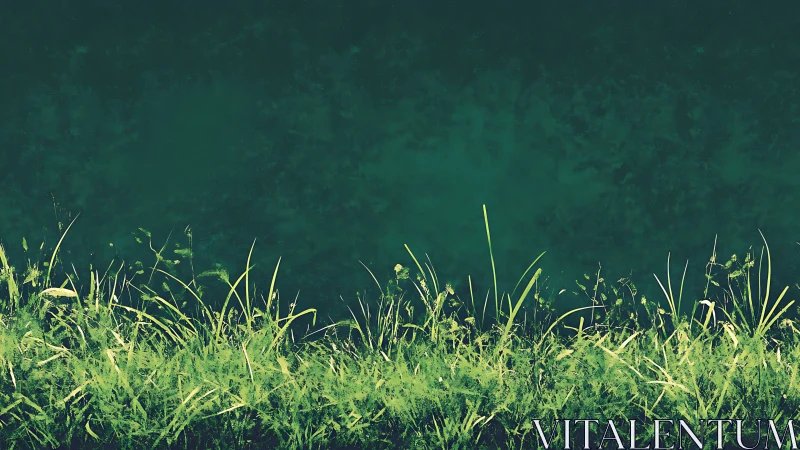 Soft twilight meadow of wild grass against deep teal sky.