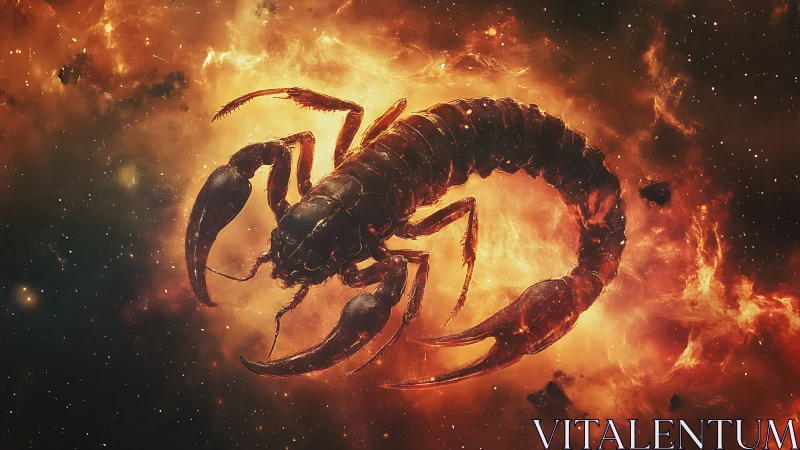 Cosmic fire scorpion coils through blazing nebula currents.