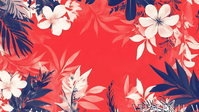 Radiant Coral Garden: Floral Harmony Blooms Bright.