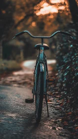 Vintage Bicycle on Weathered Street at Dusk.