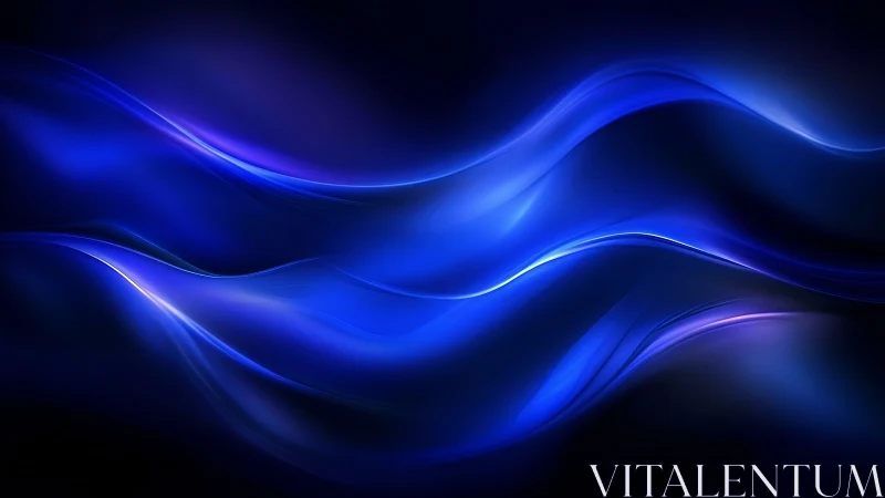 Blue luminous waveforms on dark abstract background.