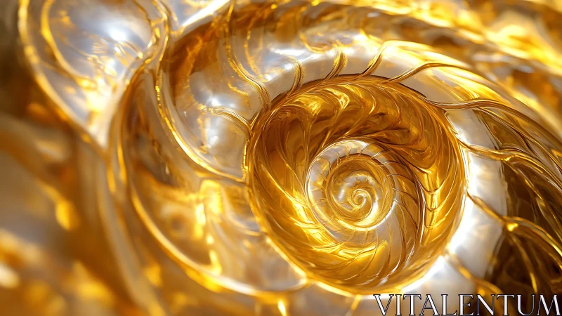 Parametric golden spiral shell with high-gloss reflective caustics
