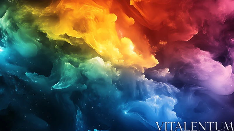 Spectrum nebula clouds form a dynamic chromatic vortex field