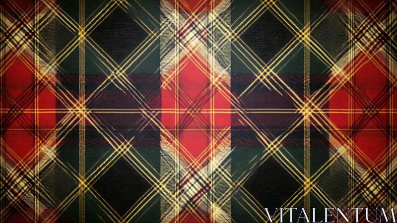 High-contrast red tartan fabric pattern with diagonal overcheck