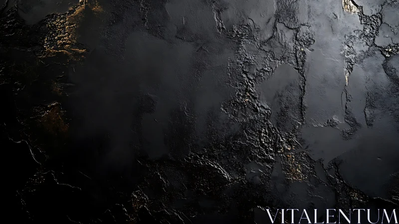 Dark textured surface with molten gold-like metallic accents.