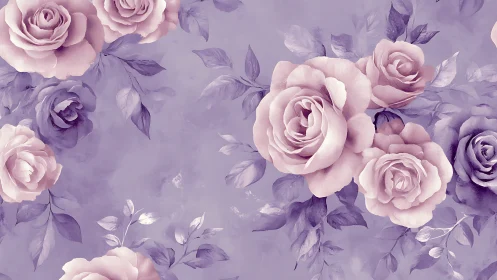 Soft Purple Roses Bloom in Tender Watercolor Dreams.