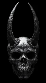 Charred horned skull ascending from a void-black abyss.