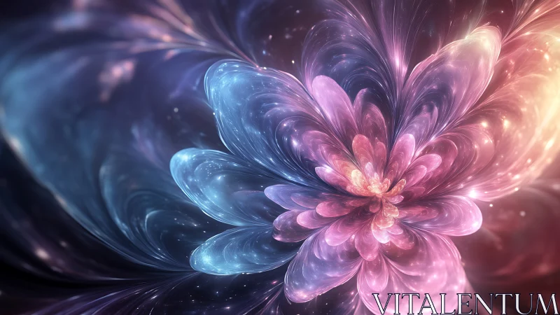 Luminous nebula blossom rendered in swirling cosmic light.