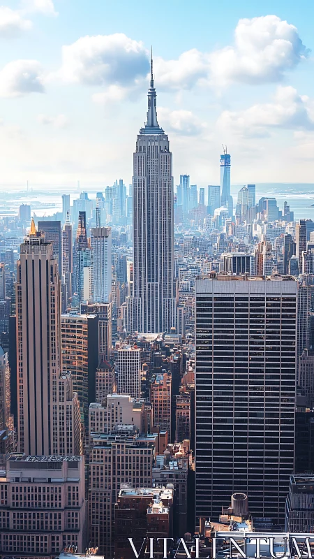 Central skyscraper dominates layered New York urban skyline