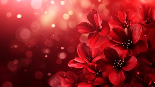 Vivid Red Flowers With Bokeh Background And Soft Light Diffusion