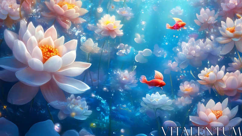 Luminous Water Lilies: Where Dreams Float in Blue.