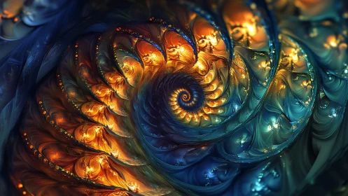 Spiral galaxies curl inward like molten seashell light