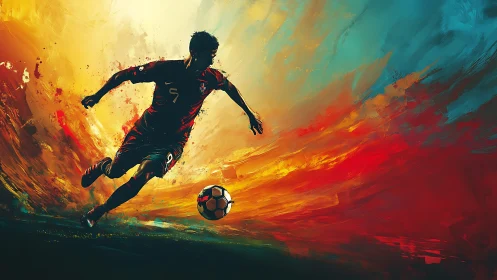 Digital illustration of soccer player moving toward ball.