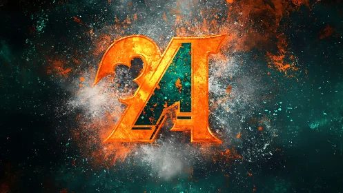 Digital painting of fiery 2A monogram with splatter effects.