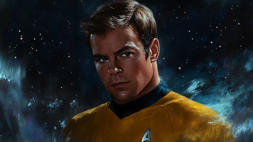 Starlit captain holds his gaze steady against cosmic waves