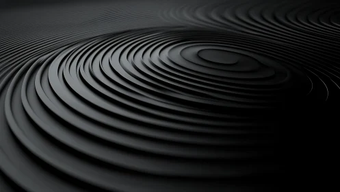 Monochrome radial waves forming layered concentric surfaces.