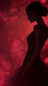 Graceful silhouette in soft red evening glow.