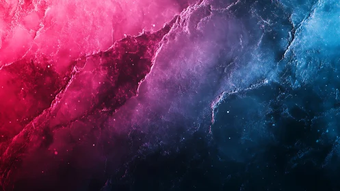 Dreamy nebula of pink and blue colliding in quiet motion.