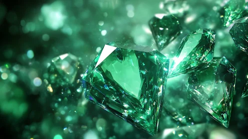 Emerald comets drifting through a jeweled green cosmos.