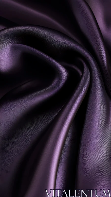 Close-up of folded dark purple satin fabric surface.