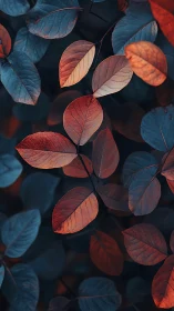 Moody crimson and teal foliage in soft directional light.