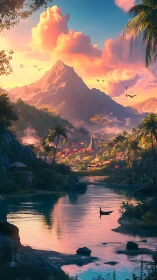 Golden Hour Over Paradise: Mountain Sanctuary at Sunset.