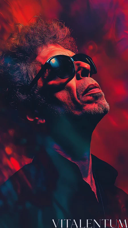 Neon-lit portrait in high-contrast cyberpunk chromatic lighting.