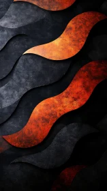 Curved metallic flames cut through dark textured background