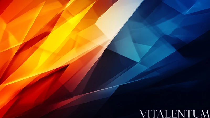 Vibrant Abstract Polygonal Background in Fiery and Cool Tones.