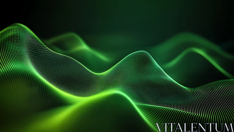 Green digital wave surface with point grid structure.