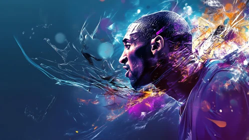 Dynamic portrait glowing with speed, color, and intention.