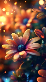 Daisy Flowers with Bokeh Lighting Effect Background