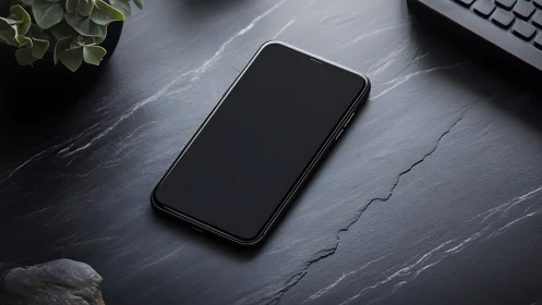 Midnight Device Rests Against Sculptural Stone Canvas