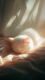 White Feline Dreams in Golden Sunlight Streams