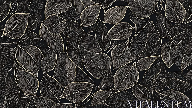Nocturne of Etched Leaves on Deep Charcoal Silence.
