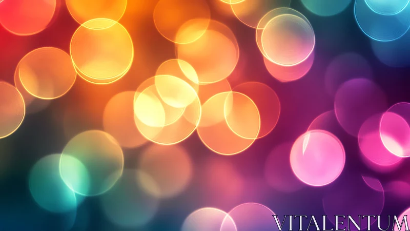 Vibrant multicolor bokeh circles glow over dark gradient field