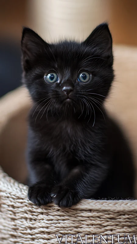 Midnight Kitten's Hypnotic Gaze Pierces the Warmth
