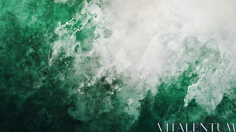 Abstract green and white textured background with watercolor style.
