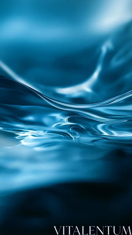 Glossy blue liquid surface forms smooth undulating waves