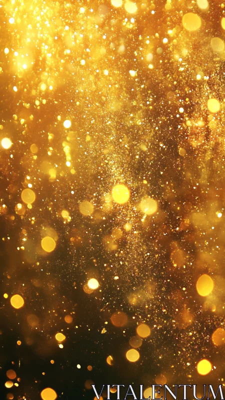 Gold bokeh particles forming dense vertical glitter field.