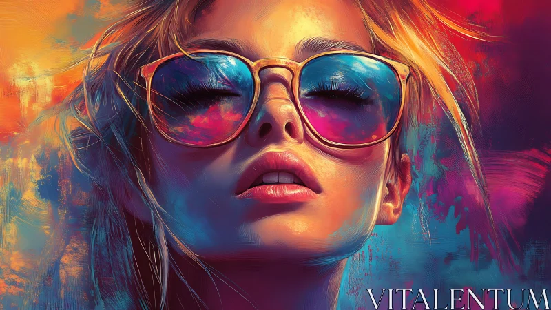 Sunlit daydreams reflected in bold neon sunglasses.