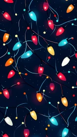 Glowing holiday string lights over deep midnight backdrop.