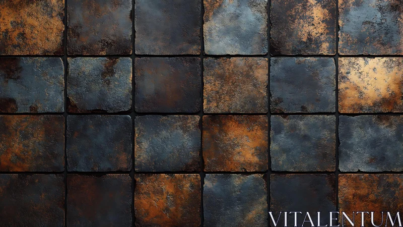 Rustic Dark Ceramic Tiles with Weathered Texture, Industrial Style.