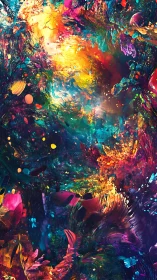 High-saturation abstract spectrum with turbulent impasto-like motion field