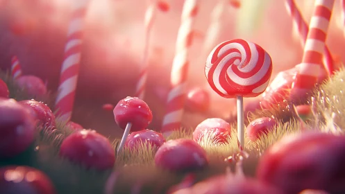 Dreamscape Lollipop Garden: Surreal Confectionery Field.