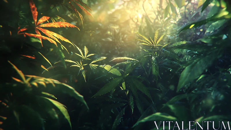 Rendered dense foliage receives diffused backlit illumination