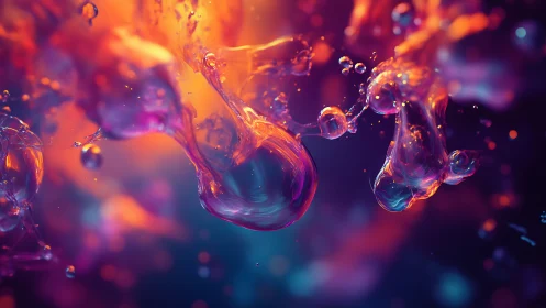 Chromatic fluid microcosm in suspended refraction fields.