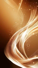 Golden light ribbons swirl over glowing abstract field.